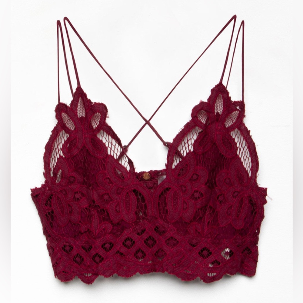 FREE PEOPLE Adella Bralette NWT Dark Red, L